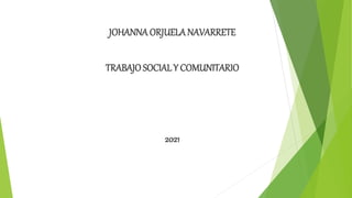 JOHANNA ORJUELANAVARRETE
TRABAJO SOCIAL Y COMUNITARIO
2021
 