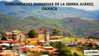 COMUNIDADES INDIGENAS DE LA SIERRA JUÁREZ,
OAXACA
Agosto 2020
 