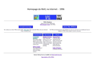 Homepage da Well, na internet -  1996 