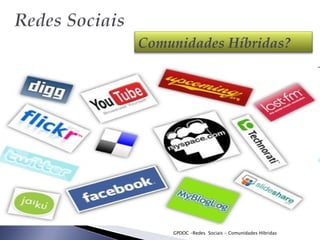 GPDOC -Redes  Sociais - Comunidades Híbridas Comunidades Híbridas? 