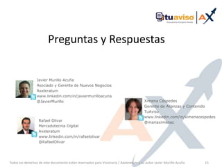 Ejemplo de una Comunidad en TuAvisoTodos los derechos de este documento están reservados para Visionaria / Axeleratum13