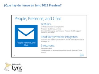 ¿Que hay de nuevo en Lync 2013 Preview?
 