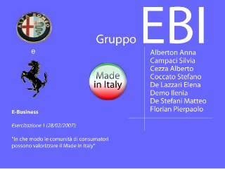 Comunita' e made in Italy - gruppo EBI (A/K)