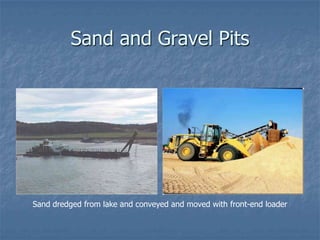 Sand and Gravel Pits




Sand dredged from lake and conveyed and moved with front-end loader
 