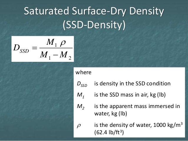 What Is Saturated Surface Dry CON 124 Session 2 - Proportioning Methods