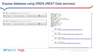 27Copyright © Capgemini & AMIS 2017. All Rights Reserved
Oracle Integration Cloud Service Best Practices learned from the field - Oracle Open World 2017
Expose database using ORDS (REST Data services)
 