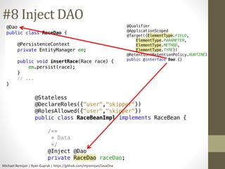 #8 Inject DAO 
Michael Remijan | Ryan Cuprak | https://github.com/mjremijan/JavaOne 
 