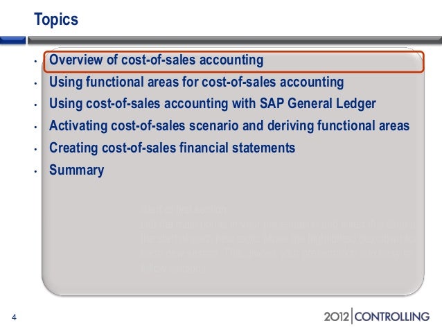 a guide to functional areas and cost of sales p l reporting in the sa