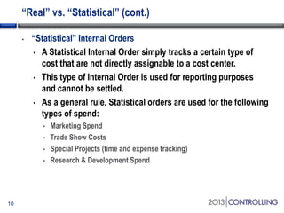 Set up and utilize internal orders as standard SAP functionality | PPTX