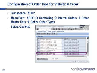 Set up and utilize internal orders as standard SAP functionality | PPTX