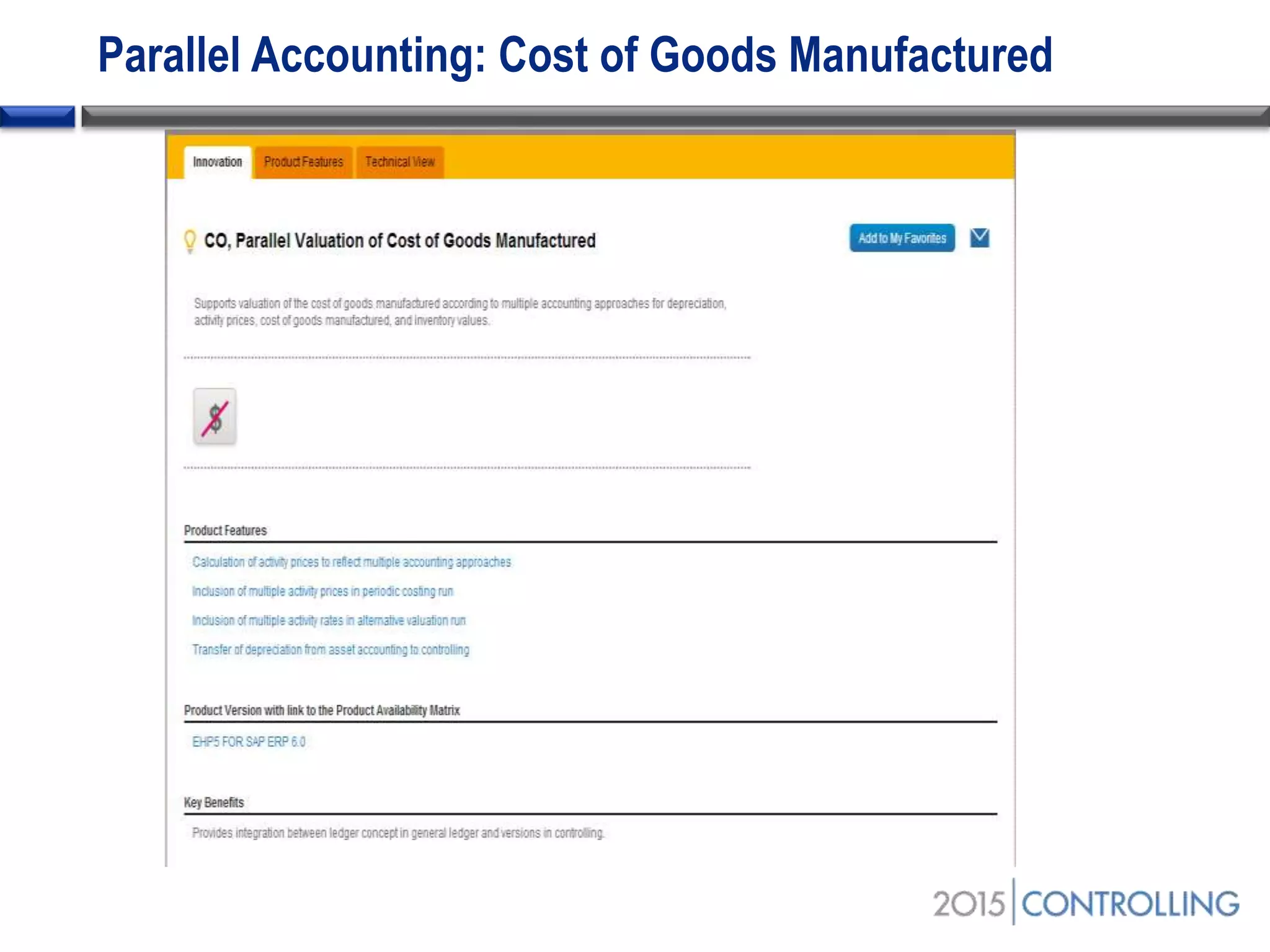 Parallel Accounting: Cost of Goods Manufactured
 