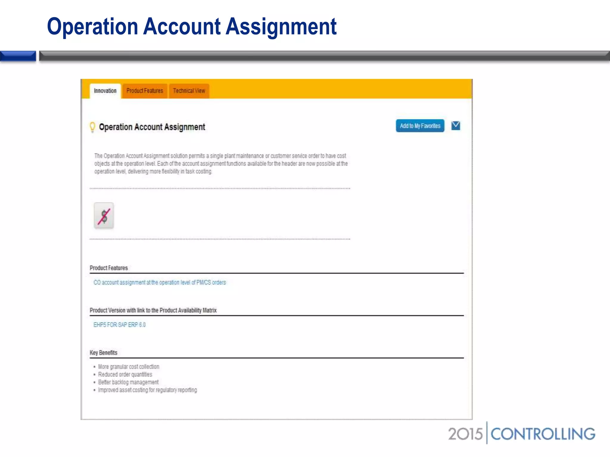 Operation Account Assignment
 