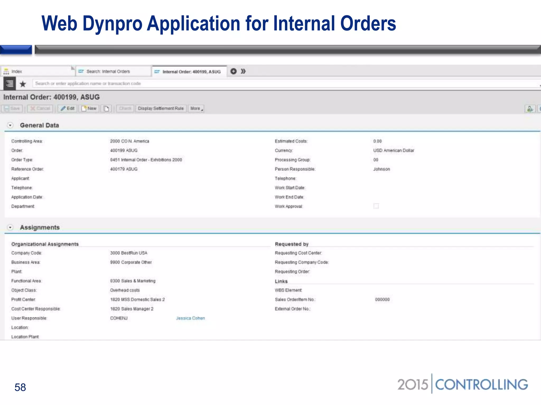 Web Dynpro Application for Internal Orders
58
 