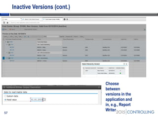 Inactive Versions (cont.)
57
Choose
between
versions in the
application and
in, e.g., Report
Writer
 