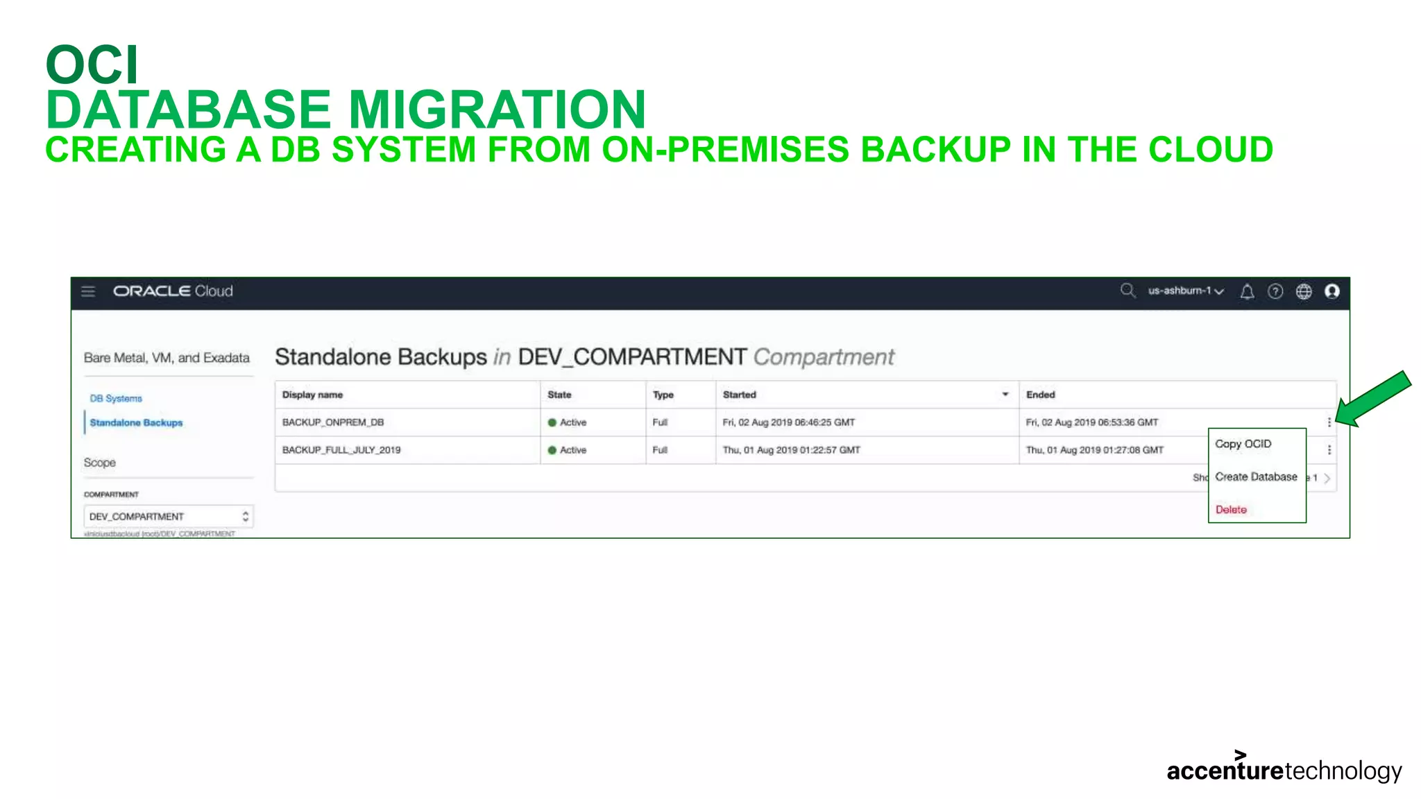 OCI DATABASE MIGRATION CREATING A DB SYSTEM FROM ON-PREMISES BACKUP IN THE CLOUD 