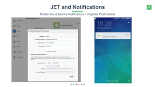 54JET and Notifications
Mobile Cloud Service Notifications – Register Push Clients
 