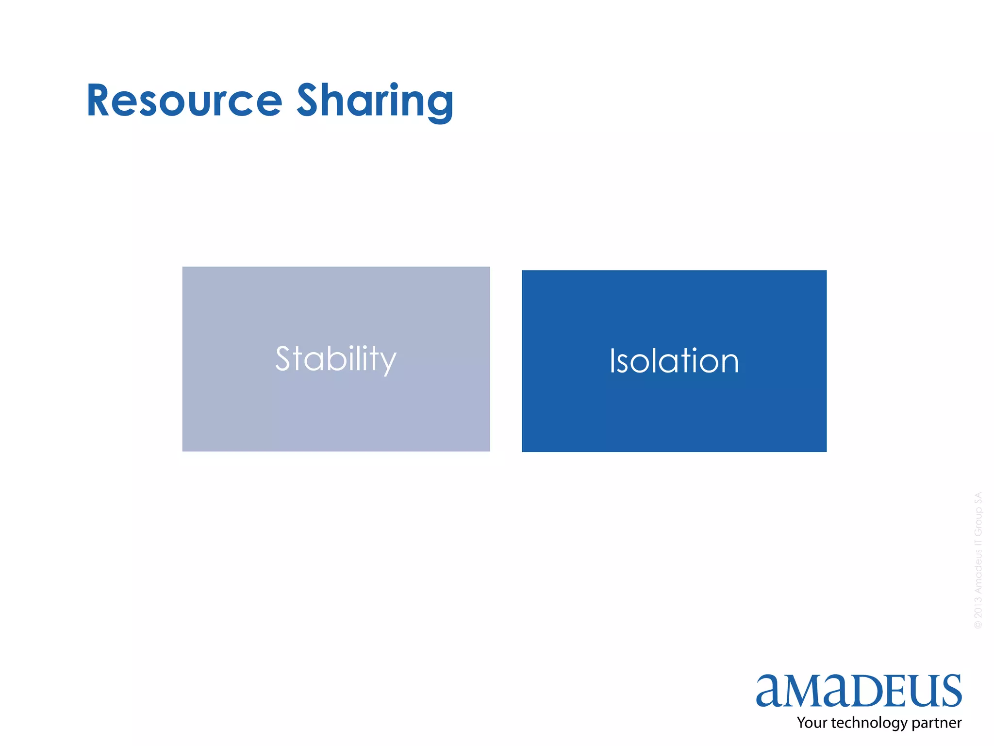©2013AmadeusITGroupSA
Resource Sharing
Stability Isolation
 