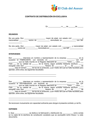Con30 Contrato Distribucion exclusiva PDF Con30 Contrato Distribucion exclusiva PDF