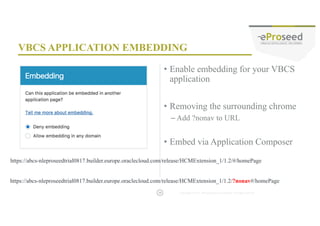 Copyright © 2014, eProseed and/or its affiliates. All rights reserved. |
VBCS APPLICATION EMBEDDING
35
 