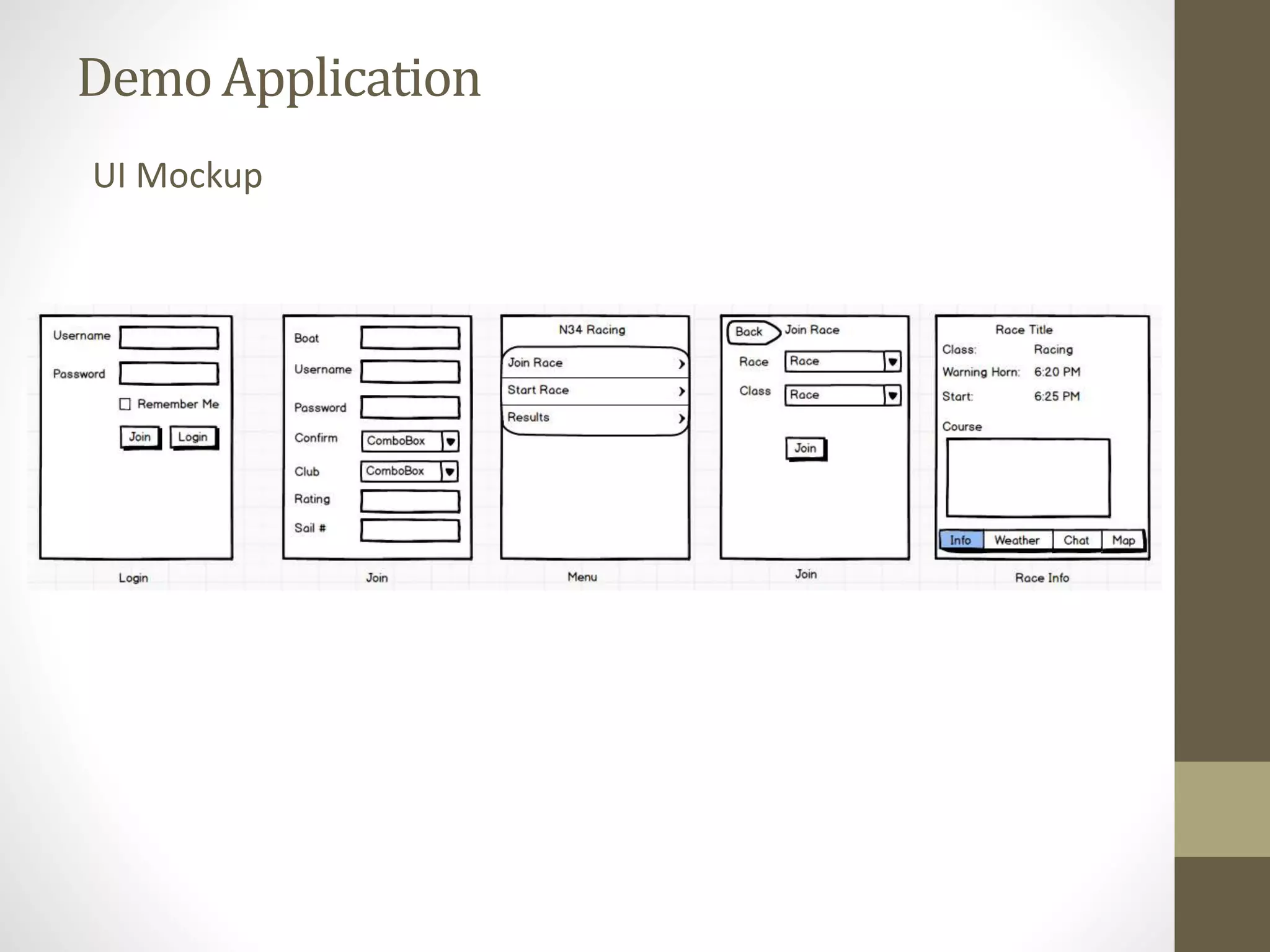 Demo Application UI Mockup 