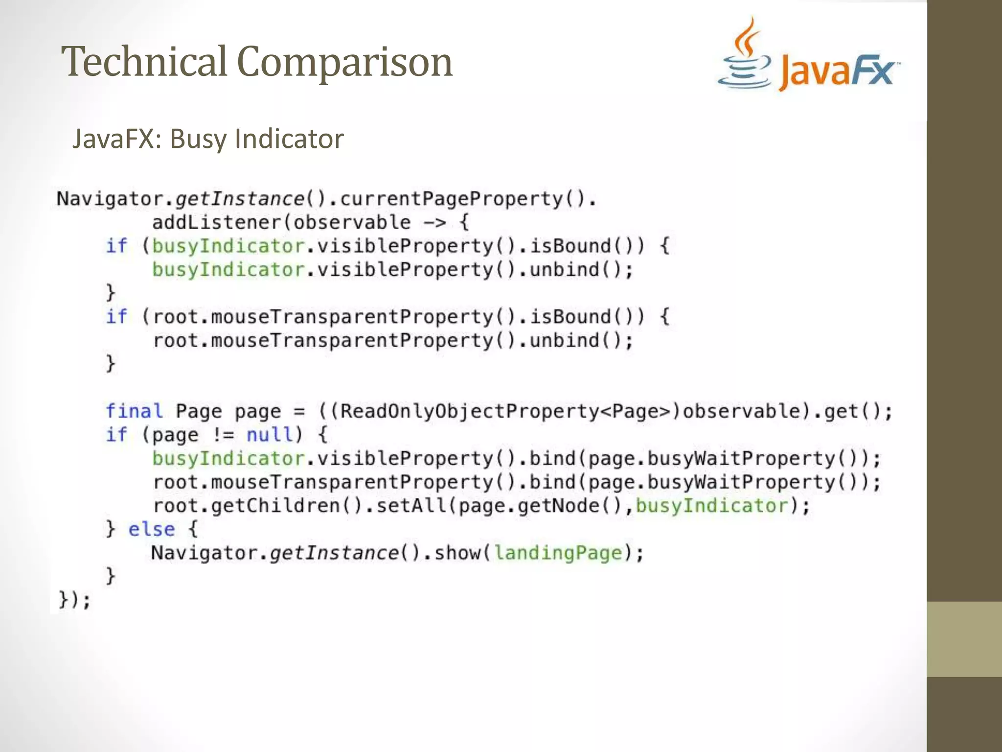 Technical Comparison JavaFX: Busy Indicator 