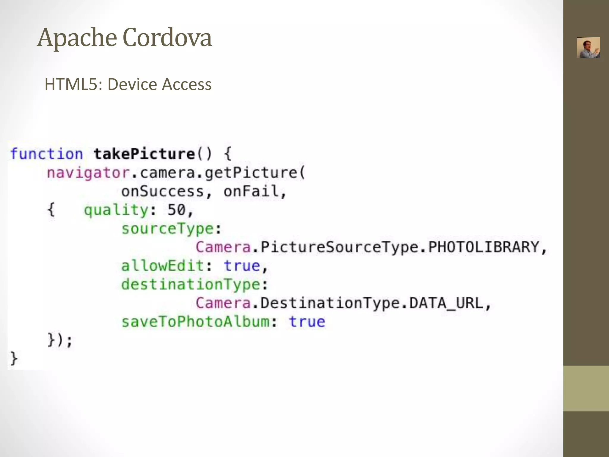 Apache Cordova HTML5: Device Access 