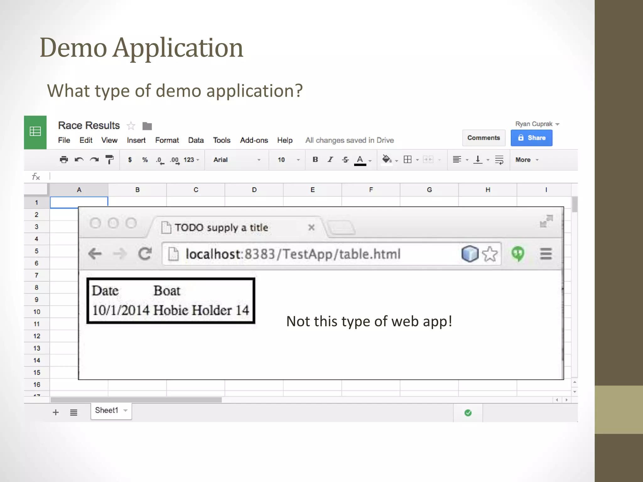 Demo Application What type of demo application? Not this type of web app! 