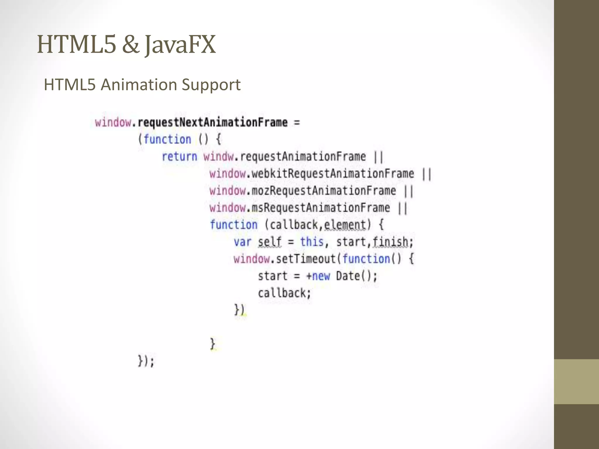 HTML5 & JavaFX HTML5 Animation Support 