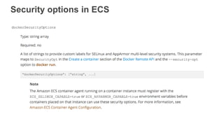 Security options in ECS
 