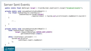Copyright	©	2016,	Oracle	and/or	its	aﬃliates.	All	rights	reserved.		|	
Server	Sent	Events	
	
20	 P	
 