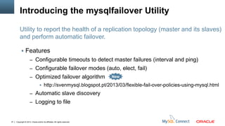 Development of Fault-Tolerant Failover Tools with MySQL Utilities ...