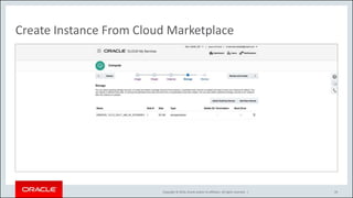 Copyright © 2016, Oracle and/or its affiliates. All rights reserved. |
Create Instance From Cloud Marketplace
29
 
