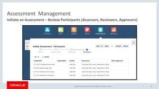 Copyright © 2016, Oracle and/or its affiliates. All rights reserved.
Assessment Management
Initiate an Assessment – Review Participants (Assessors, Reviewers, Approvers)
28
 