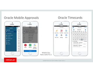 Oracle Mobile Approvals Oracle TimecardsOracle Mobile Approvals Oracle Timecards
Mobile Doc
Copyright © 2015, Oracle and/or its affiliates. All rights reserved.  |
Note 1641772.1
 