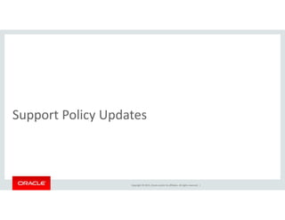 l dSupport Policy Updates
Copyright © 2015, Oracle and/or its affiliates. All rights reserved.  |
 
