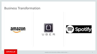 Copyright © 2015, Oracle and/or its affiliates. All rights reserved. | 6
Business Transformation
 