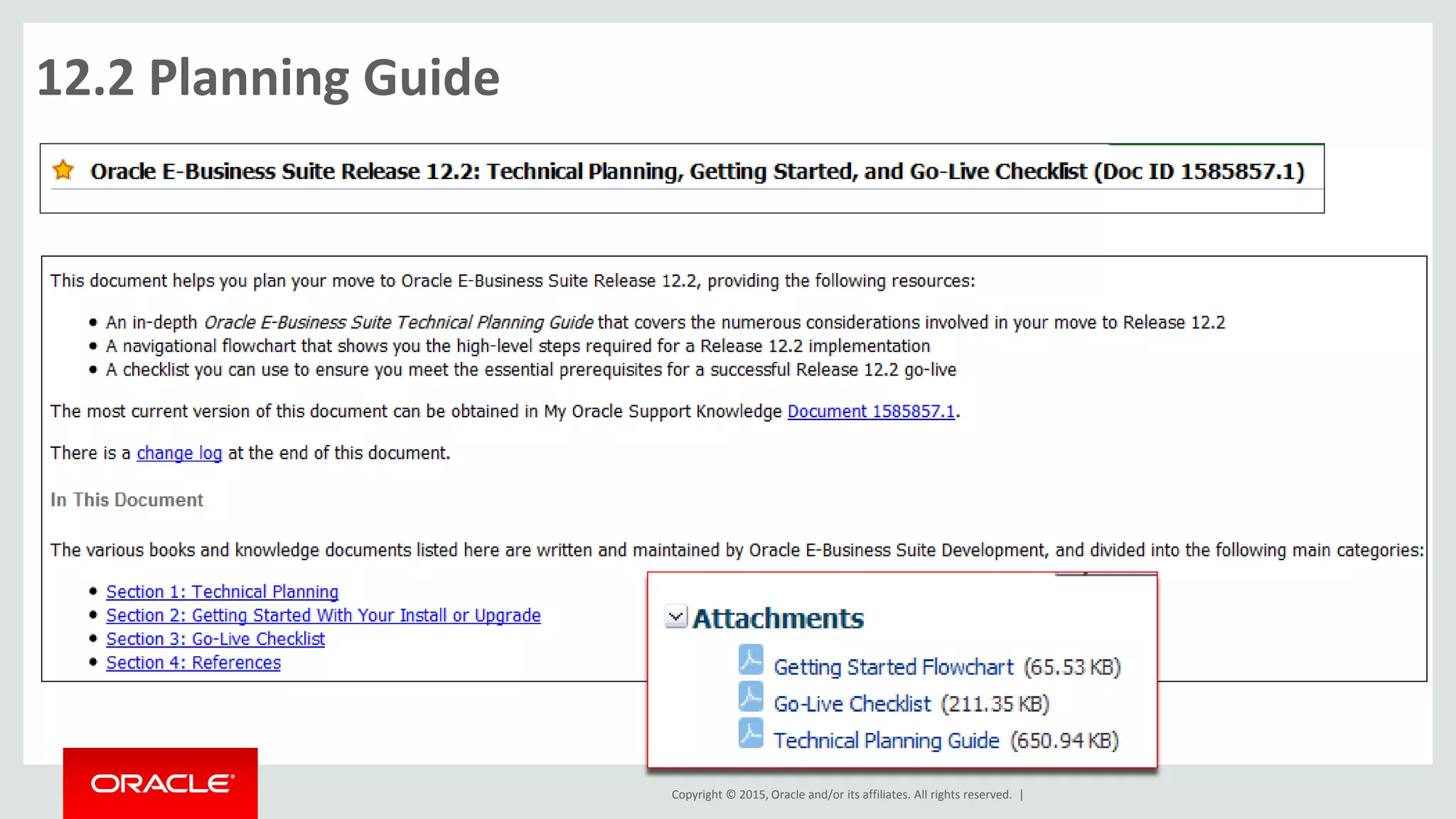Copyright © 2015, Oracle and/or its affiliates. All rights reserved. |
12.2 Planning Guide
 