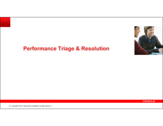 Performance Triage & Resolution

5

Copyright © 2013, Oracle and/or its affiliates. All rights reserved.

 