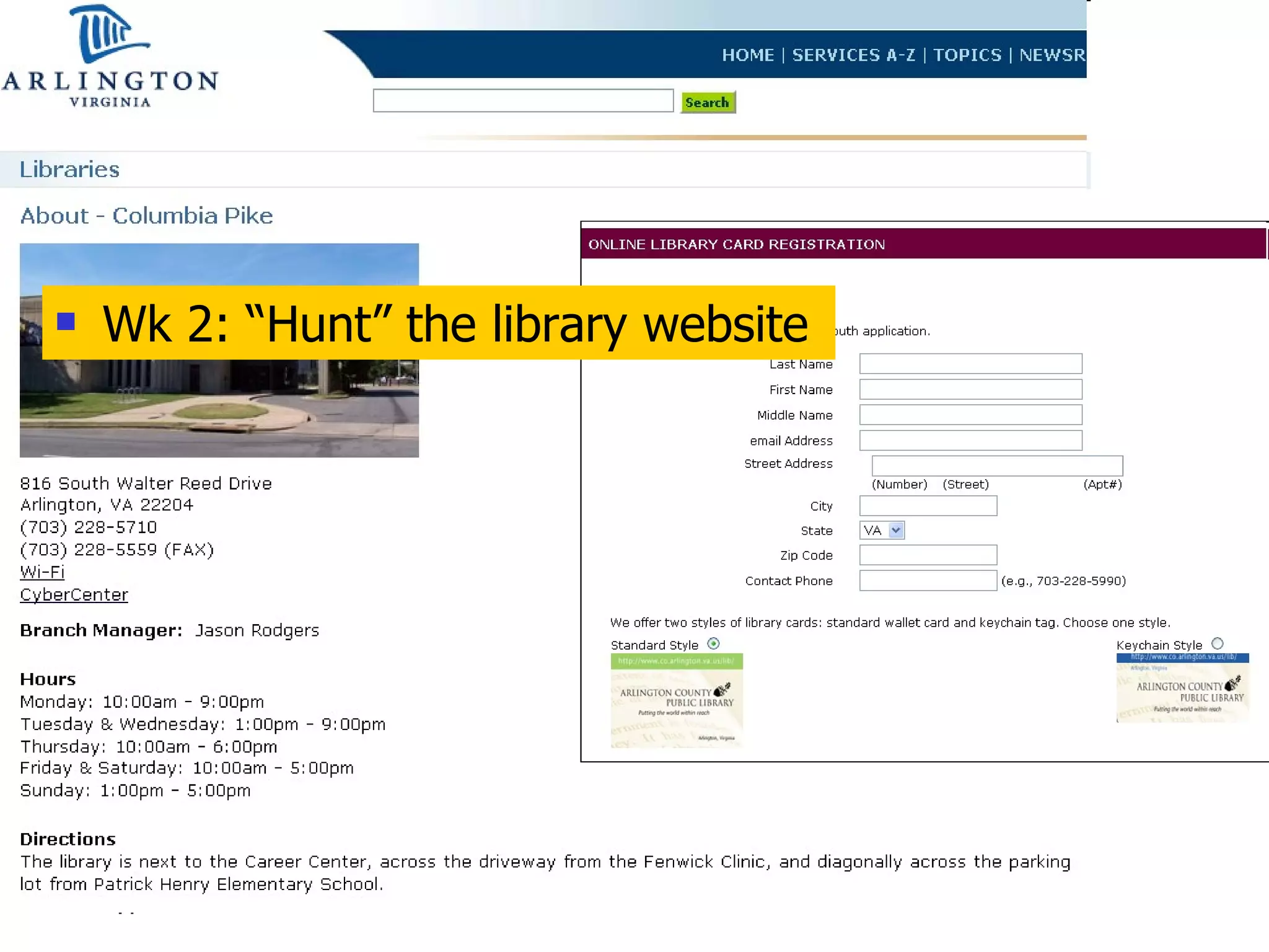 Wk 2: “Hunt” the library website 