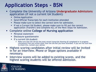 UA College of Nursing Application Workshop | PPTX