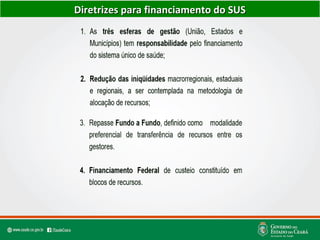 Diretrizes para financiamento do SUSDiretrizes para financiamento do SUS
 
