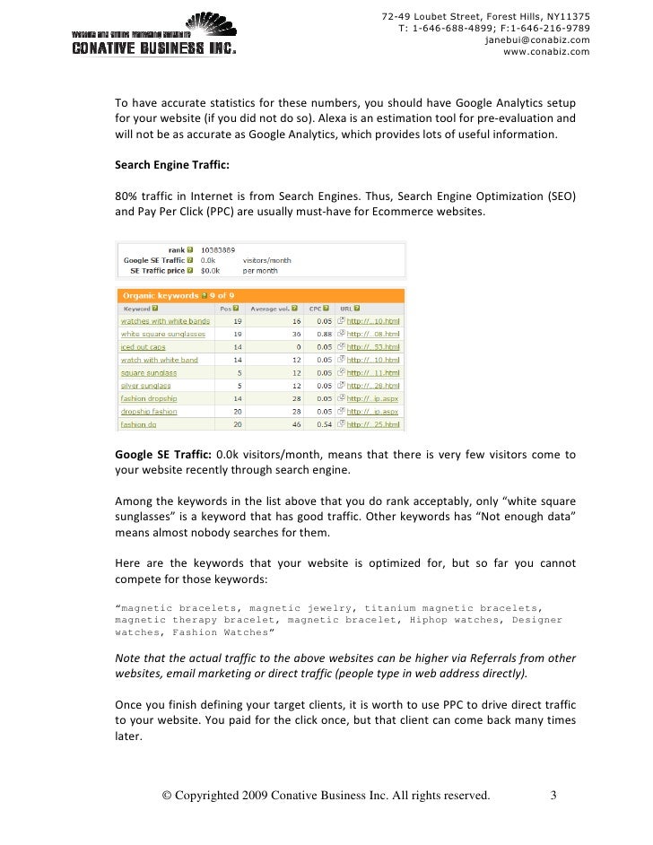 Sample Ecommerce  Website Report v2