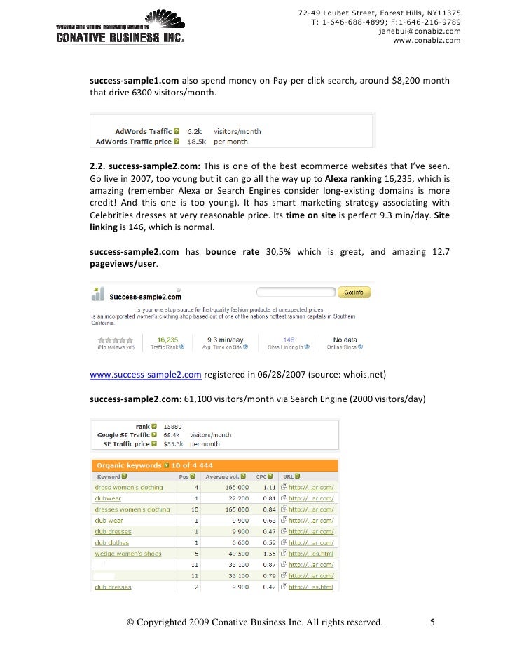 Sample Ecommerce  Website Report v2