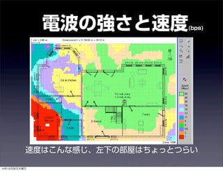 電波の強さと速度(bps) 
速度はこんな感じ、左下の部屋はちょっとつらい 
14年10月30日木曜日 
 