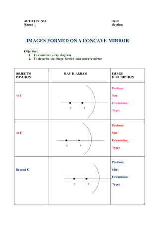 Convex Mirror Ray Diagram Worksheet