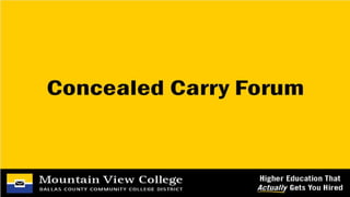 Concealed Carry Campus Forum