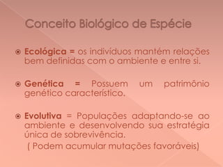 Conceito de espécie e especiação | PPTX