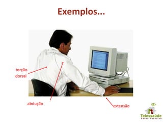 Exemplos...
torção
dorsal
abdução
extensão
 