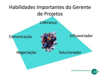 Habilidades Importantes do Gerente
de Projetos
Liderança
Comunicação Influenciador
Qualiti Software Processes
12
Comunicação
Negociação Solucionador
 