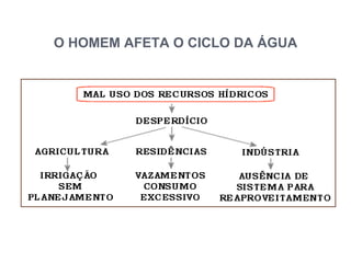 O HOMEM AFETA O CICLO DA ÁGUA
 